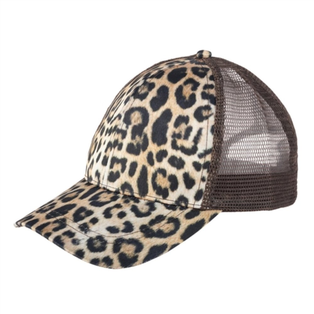 Leopard print trucker hat